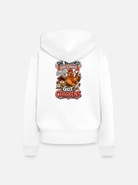 Chicken Owner Inspiration - Frauen Premium Bio Zip Hoodie - Weiß