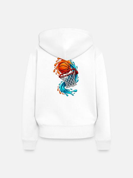 Basketball Wave Dunk - Frauen Premium Bio Zip Hoodie - Weiß