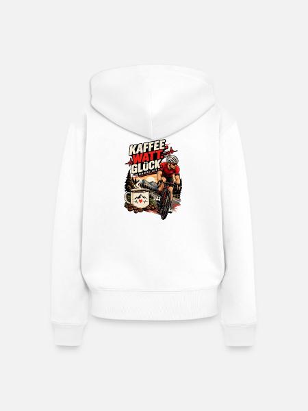 Rennrad – Kaffee, Watt, Glück - Frauen Premium Bio Zip Hoodie - Weiß