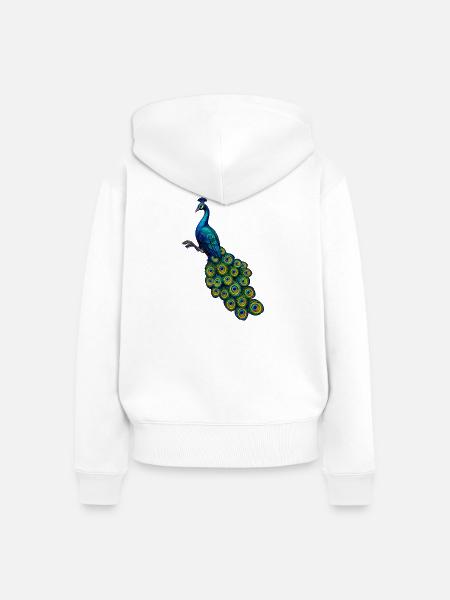pfauen hahn in Edelblau, vögel, - Frauen Premium Bio Zip Hoodie - Weiß