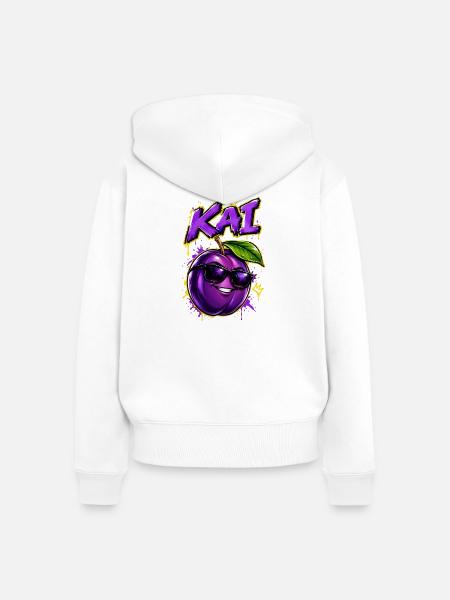 KAI Plum Graffiti Sonnenbrillen-Design - Frauen Premium Bio Zip Hoodie - Weiß
