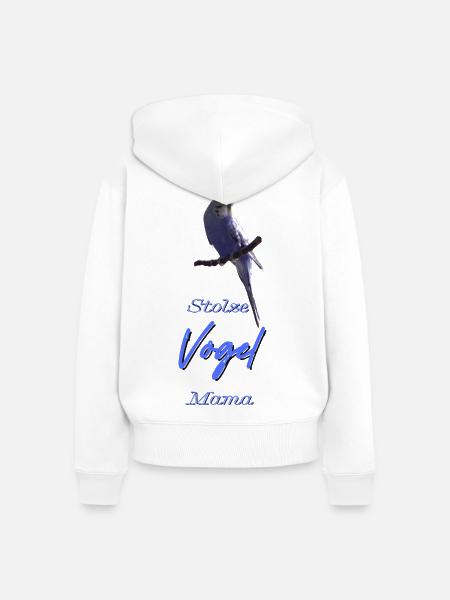 Stolze Vogelmama Blauer Wellensittich Geschenkidee - Frauen Premium Bio Zip Hoodie - Weiß