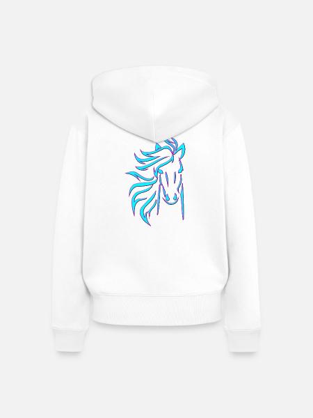 Blue Horse - Frauen Premium Bio Zip Hoodie - Weiß