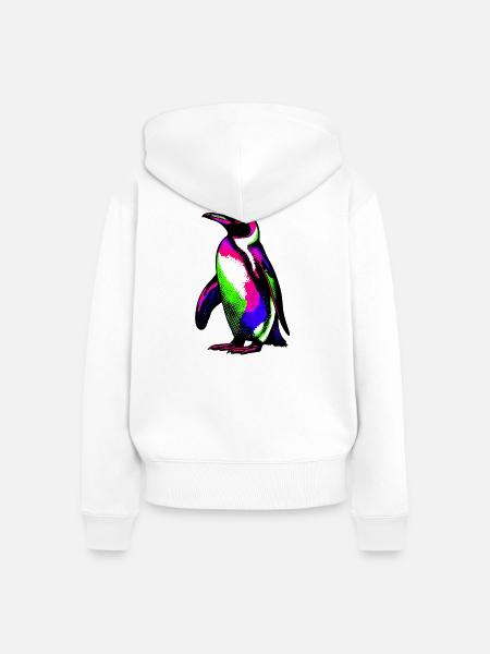 Pinguin - Frauen Premium Bio Zip Hoodie - Weiß