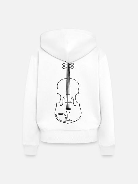 Geige Linienart - Frauen Premium Bio Zip Hoodie - Weiß