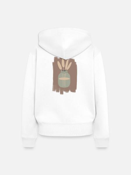 Vase mit Schilfrohr Minimal - Frauen Premium Bio Zip Hoodie - Weiß