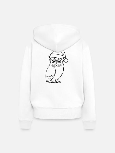 Weihnachts-Eule Cartoon Illustration - Frauen Premium Bio Zip Hoodie - Weiß
