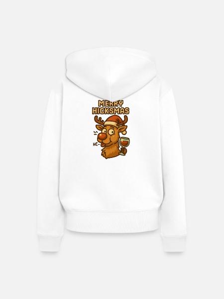 Merry Hickmas Rentier Wein - Frauen Premium Bio Zip Hoodie - Weiß