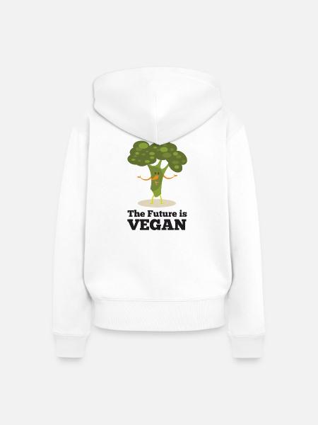 Die Zukunft ist vegan - Frauen Premium Bio Zip Hoodie - Weiß