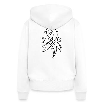 Cœur en boucle cancéreuse Hope - Sweat à capuche zippé Premium bio Femme - blanc - Dos - AI Model Female 172 light (172cm)