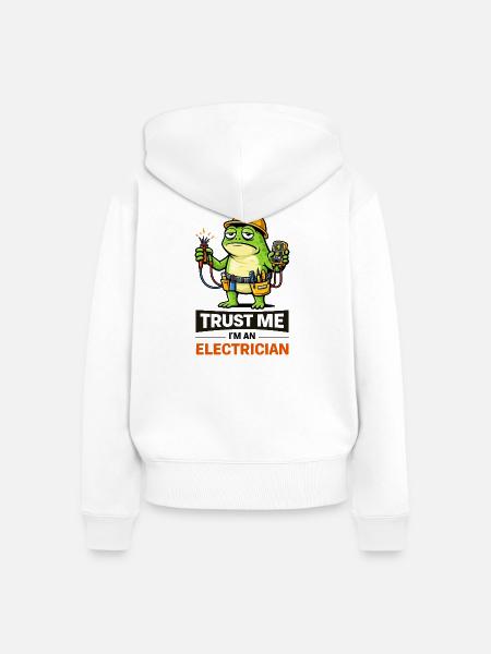 Elektriker-Frosch-Maskottchen Tee - Frauen Premium Bio Zip Hoodie - Weiß