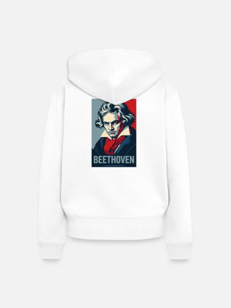 Beethoven Pop-Art-Porträt - Frauen Premium Bio Zip Hoodie - Weiß