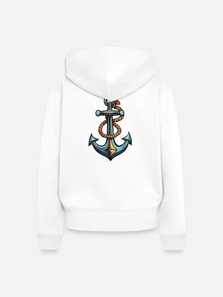 Anker Design - Frauen Premium Bio Zip Hoodie - Weiß