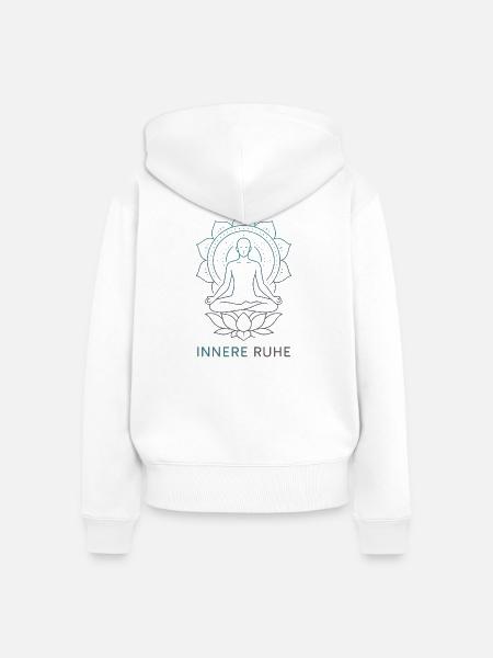 Innere Ruhe Lotus Meditation - Frauen Premium Bio Zip Hoodie - Weiß