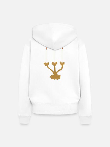 Drei-Kerzen-Kandelaber rustikal - Frauen Premium Bio Zip Hoodie - Weiß