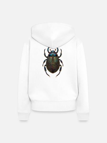 Goldenes Labyrinth-Skarabäus - Frauen Premium Bio Zip Hoodie - Weiß