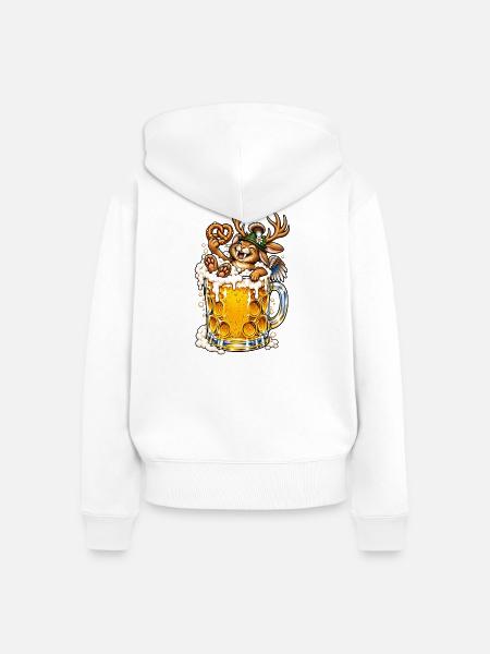 Wolpertinger Lustiges Bayerisches Fabelwesen - Frauen Premium Bio Zip Hoodie - Weiß