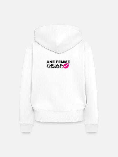lustiger Aufkleber - Frauen Premium Bio Zip Hoodie - Weiß