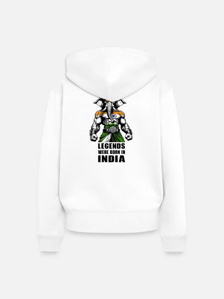 Indien Elefanten Legenden Design - Frauen Premium Bio Zip Hoodie - Weiß