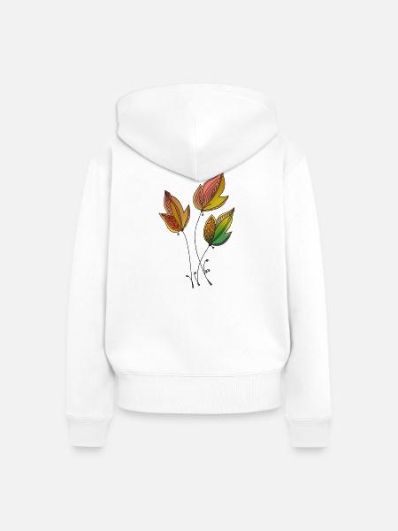 Blätter - Frauen Premium Bio Zip Hoodie - Weiß