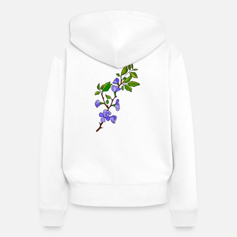 Fleur - Sweat à capuche zippé Premium bio Femme - blanc