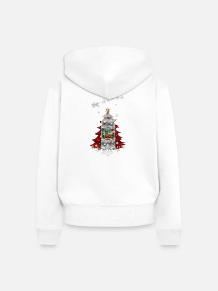 Weihnachtsbaum mit Peru-Flagge - Frauen Premium Bio Zip Hoodie - Weiß