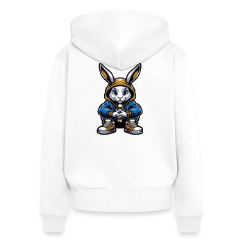 Hood Bunny - Women's Premium Organic Zip Hoodie - white - Back - AI Model Female 172 light (172cm)