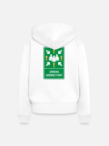 Drinking Assembly Point – Party Zone - Frauen Premium Bio Zip Hoodie - Weiß