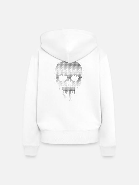 Pixel-Schädel-Art-Design - Frauen Premium Bio Zip Hoodie - Weiß