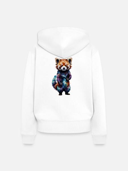 Wasserfarbener Roter Panda - Frauen Premium Bio Zip Hoodie - Weiß