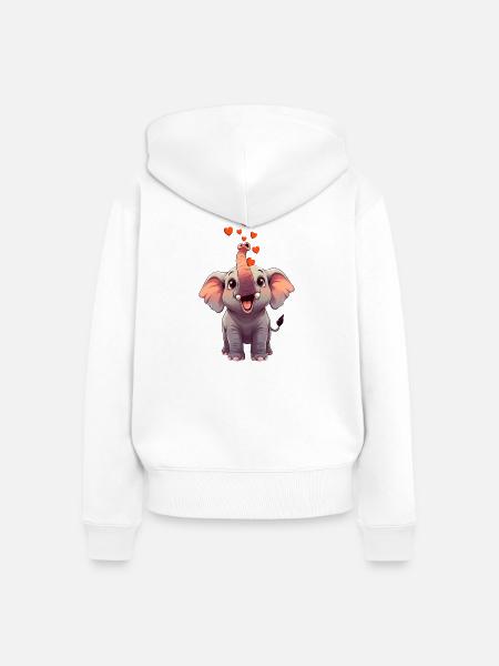 Elefant trompetet Herzen - Frauen Premium Bio Zip Hoodie - Weiß