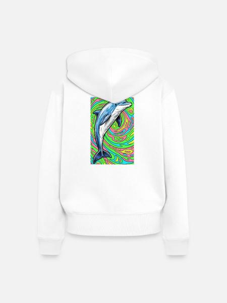 Delfin - Frauen Premium Bio Zip Hoodie - Weiß