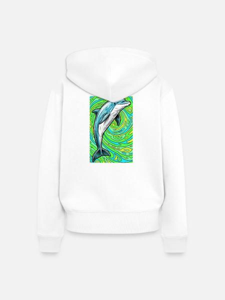 Delfin - Frauen Premium Bio Zip Hoodie - Weiß