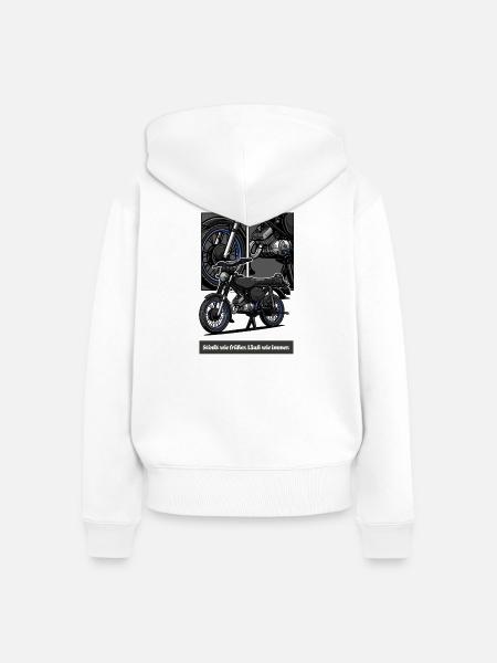 S51 (blau) // Illustration - Frauen Premium Bio Zip Hoodie - Weiß