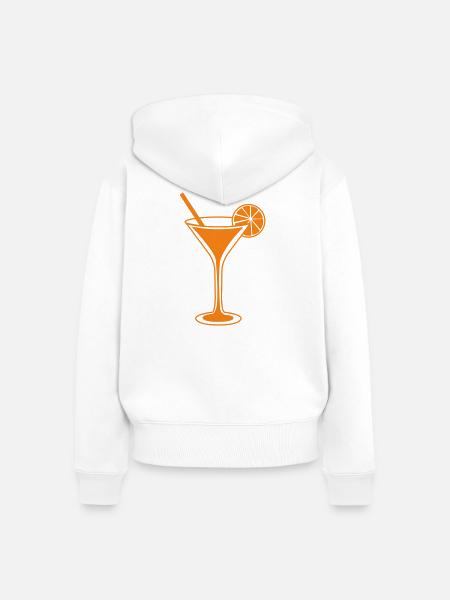 Orangen Cocktailglas Linienkunst - Frauen Premium Bio Zip Hoodie - Weiß