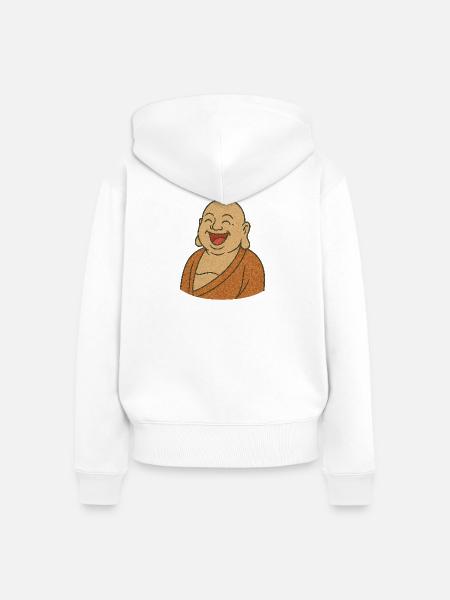 Budda_der_lacht- - Frauen Premium Bio Zip Hoodie - Weiß