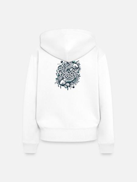 Ästhetischer Fisch mit Wassermustern - Frauen Premium Bio Zip Hoodie - Weiß