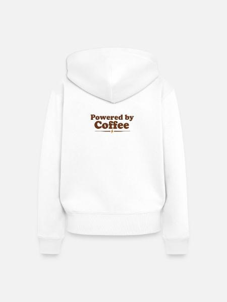 Angetrieben von Kaffee - Frauen Premium Bio Zip Hoodie - Weiß