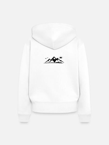 Bergsilhouette mit Sonne - Frauen Premium Bio Zip Hoodie - Weiß
