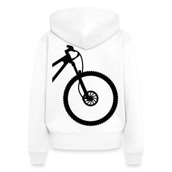 Mountainbike Front - Frauen Premium Bio Zip Hoodie - Weiß - Hinten - AI Model Female 172 light (172cm)