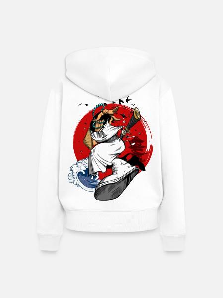 Hip-Hop Samurai - Frauen Premium Bio Zip Hoodie - Weiß
