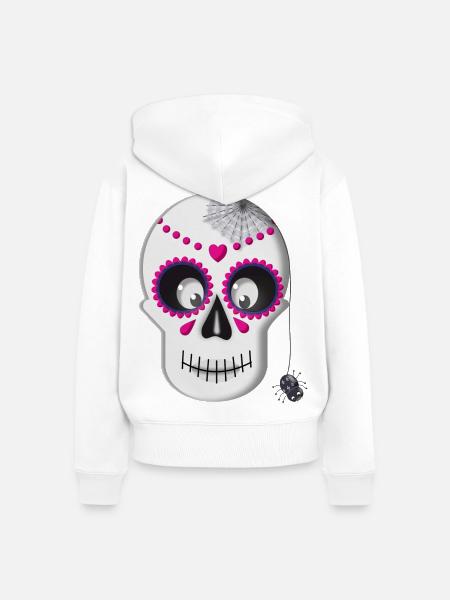Sugar Skull - Frauen Premium Bio Zip Hoodie - Weiß