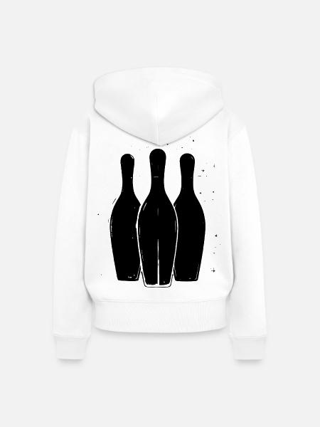 Bowling Zeichnung - Frauen Premium Bio Zip Hoodie - Weiß