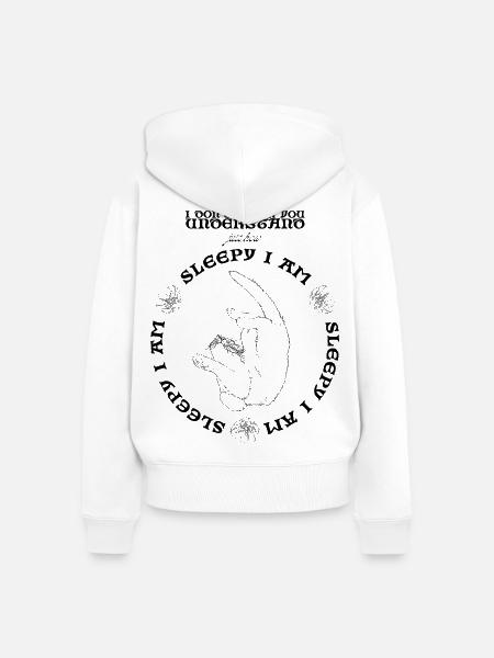 SCHLÄFRIG - Frauen Premium Bio Zip Hoodie - Weiß