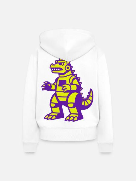 Mecha Saurus - Frauen Premium Bio Zip Hoodie - Weiß