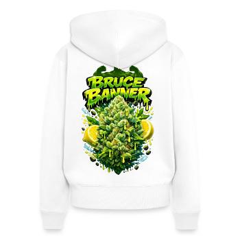 Gravure graffiti BB Strain - Sweat à capuche zippé Premium bio Femme - blanc - Dos - AI Model Female 172 light (172cm)