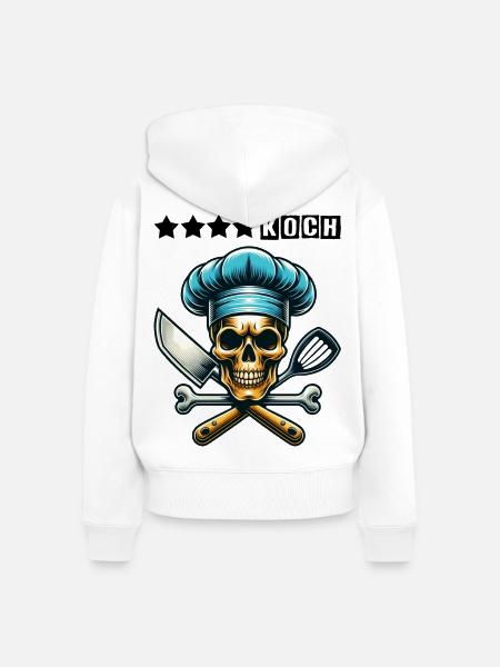 Skull Küchenchef - Frauen Premium Bio Zip Hoodie - Weiß