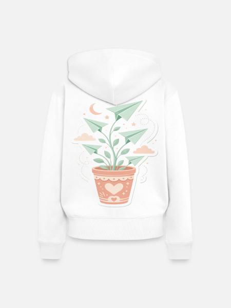 Traumflug-Pflanze Papierflüge - Frauen Premium Bio Zip Hoodie - Weiß