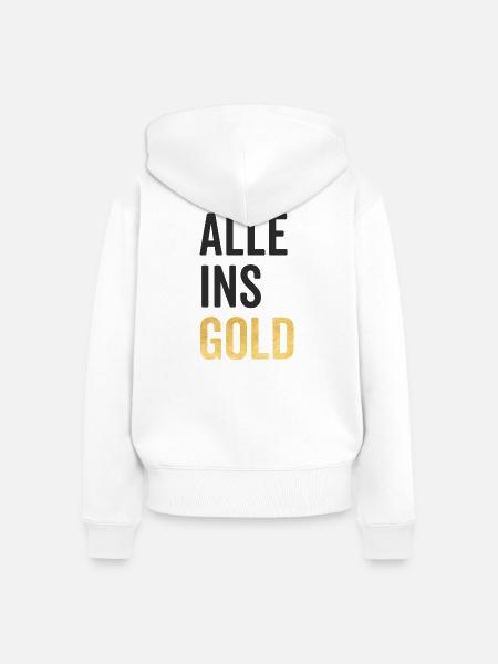 Alle ins Gold - Frauen Premium Bio Zip Hoodie - Weiß