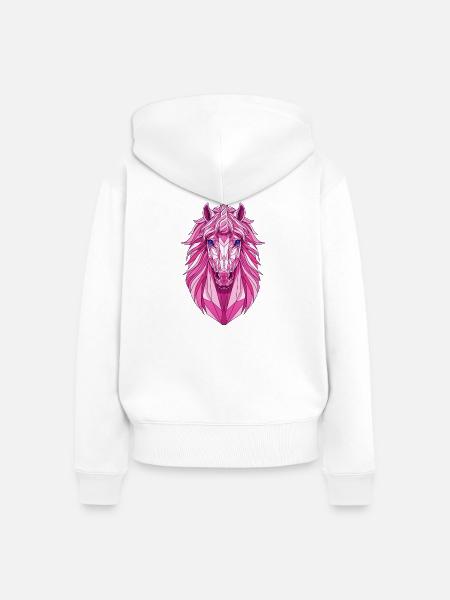 Polygonales Pinkeinhorn - Frauen Premium Bio Zip Hoodie - Weiß